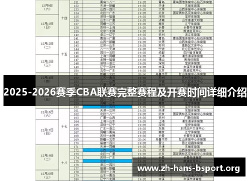 2025-2026赛季CBA联赛完整赛程及开赛时间详细介绍